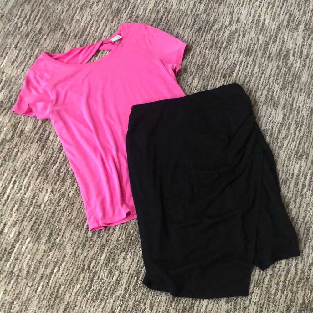 Pink Top and Black Skirt combo